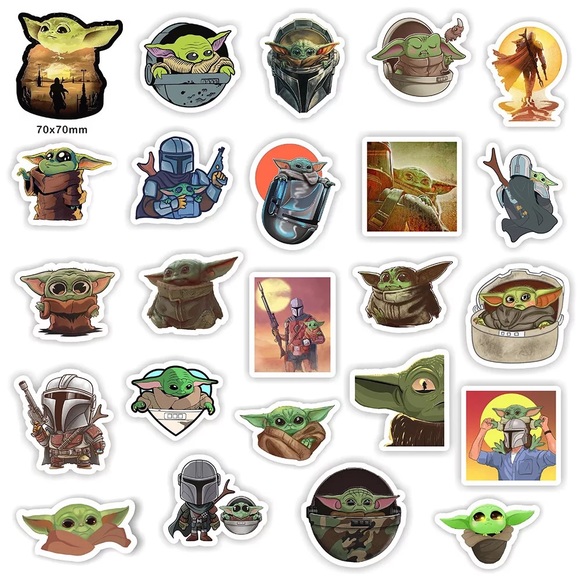 50 Ct Baby Yoda Star Wars Sticker Set - Picture 3 of 4